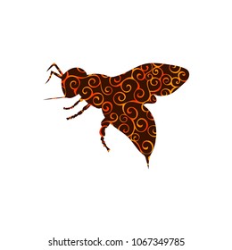 Bee insect spiral pattern color silhouette animal.