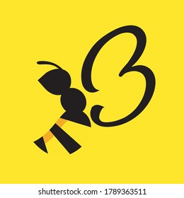 Bieneninsekt-Symbol-Seitenansicht Vektordesign. Bienenlogo