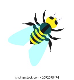 Bee isolated on white background, Flat design Vector illustration EPS10.