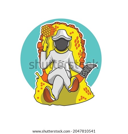 bee keeper sitting on the throne of the honey comp illustration