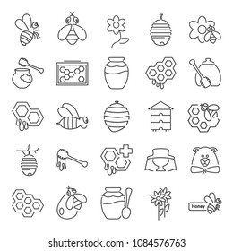 Bee keeping line design icons set for web and mobile design