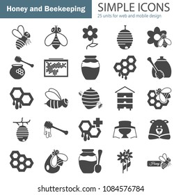 Bee keeping simple design icons set for web and mobile design