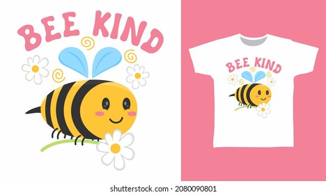 Bee kind cartoon tshirt design