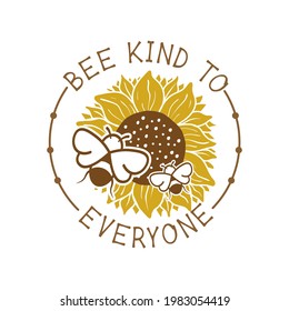 Bee kind to everyone quote lettering illustration