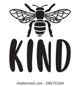 bee kind logo inspirational positive quotes, motivational, typography, lettering design