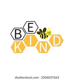 Bee kind Typography Design, Bee Clipart Design,  Anthophila isolated, ‎Honey Bee Illustration, Cute Bee Graphics 