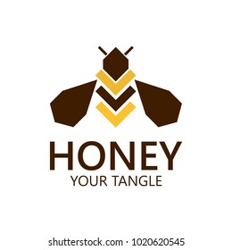 Bee label for honey, logo products, vector illustration