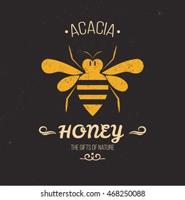 Bee label. Perfect logo for bee or honey company. Made in retro style. Can be used for bee keeping company. 