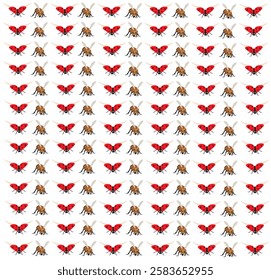 bee, ladybug as a pattern background