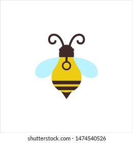 Bee Lamp Lightbulb Idea Invention Innovation Isolated Logo Vector