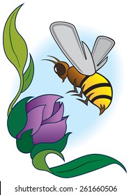 Bee Landing on Flower