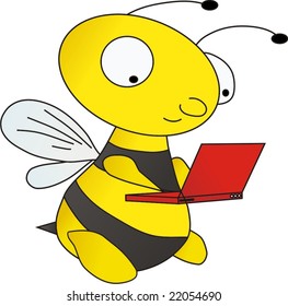 Bee with laptop VECTOR