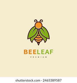 bee leaf icon logo design illustration