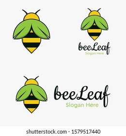 Bee leaf Logo Design, Beeleaf Logo Vector