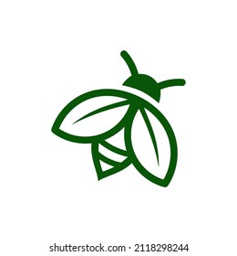 Bee and leaf logo design template vector