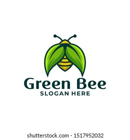  Bee and leaf logo design vector
