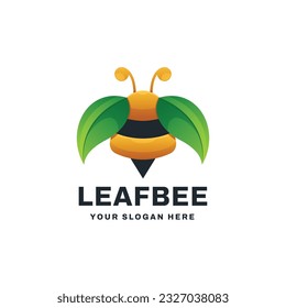 Bee Leaf Logo Gradient Vector Icon Illustration