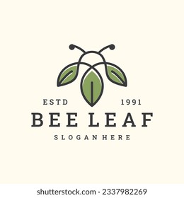 Bienenblatt-Logo-Design-Vorlage Vektorgrafik