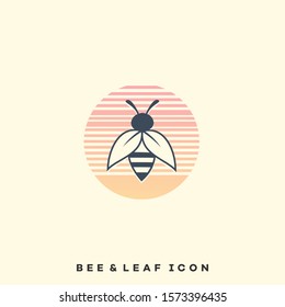 Bee Leaf Sunset Illustration Vector Design Template. Suitable for Creative Industry, Multimedia, entertainment, Educations, Shop, and any related business