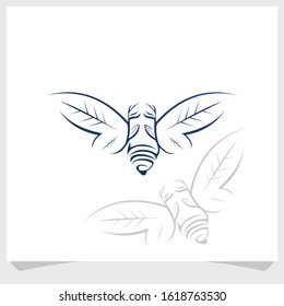 bee and leaf vintage logo design template, animal brand logo design inspiration