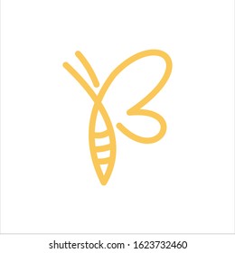 bee and letter b vector logo graphic animal abstract