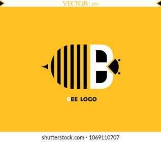 Bee Letter Logo. Vector Drawing