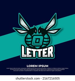 Bee letter O logo design, Hornet bee mascot esport logo design, Angry bee esport mascot logo icon.