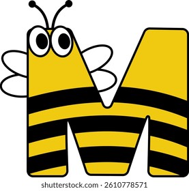 Bee Letter Vector Element Alphabet M