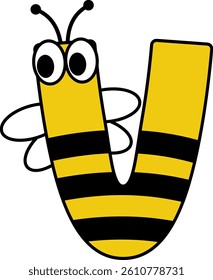 Bee Letter Vector Element Alphabet V