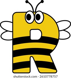 Bee Letter Vector Element Alphabet R