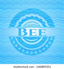 Bee light blue water wave emblem background.
