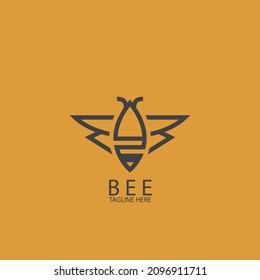 bee line art icon vector illustration template design