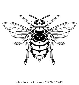 Bee Line Art Illustration