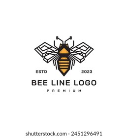 Bee line art logo design illustration 2 