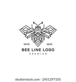 Bee line art logo design illustration