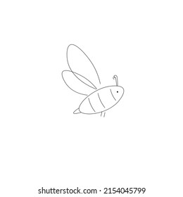 Bee line drawing on white background vector illustration
