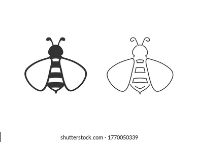 Logo del conjunto de iconos de la línea de abeja. vector