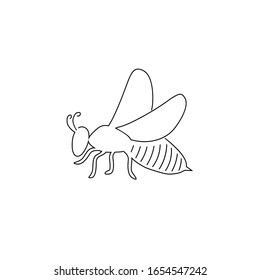 Icono de línea de abeja, logotipo de ilustración vectorial