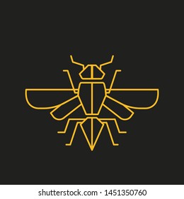 Bee line icon vector isolated on black background.