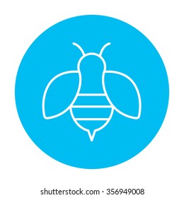 Bee line icon for web, mobile and infographics. Vector white icon on the light blue circle isolated on white background.