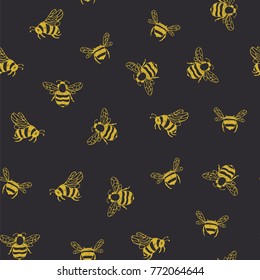 Bee Line Insects Cartoon Doodle Seamless Pattern