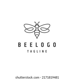 Bee line logo icon design template flat vector