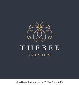 Bee line logo icon design template flat vector