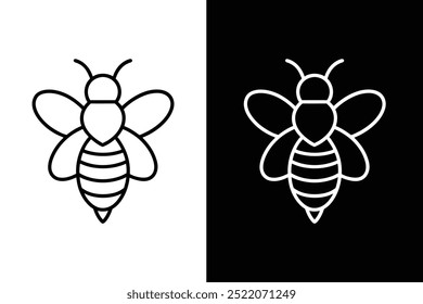 Bee line out illustration Icon on White Vector Backgrounds.