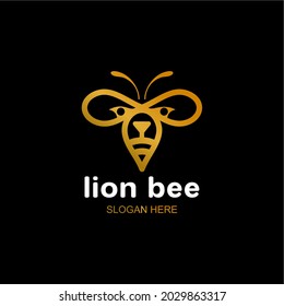 logo de abeja y león. ilustración abstracta de líneas de león y abeja