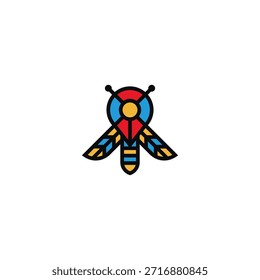 A localização da abelha marca o projeto de logotipo abstrato.