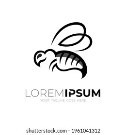 Logo de la abeja con plantilla de logotipo animal abstracto, icono simple