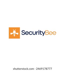 bee logo with abstract keyhole vector graphic and modern design for security brand identity