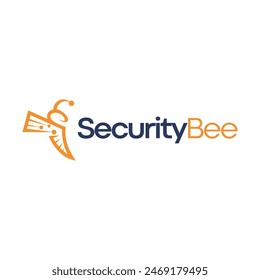 logotipo de abeja con gráfico de Vector abstracto y moderno para la identidad de marca de ciberseguridad