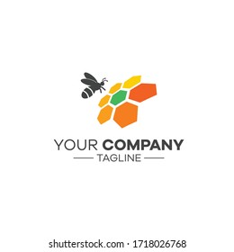 bee logo and beautiful flowers